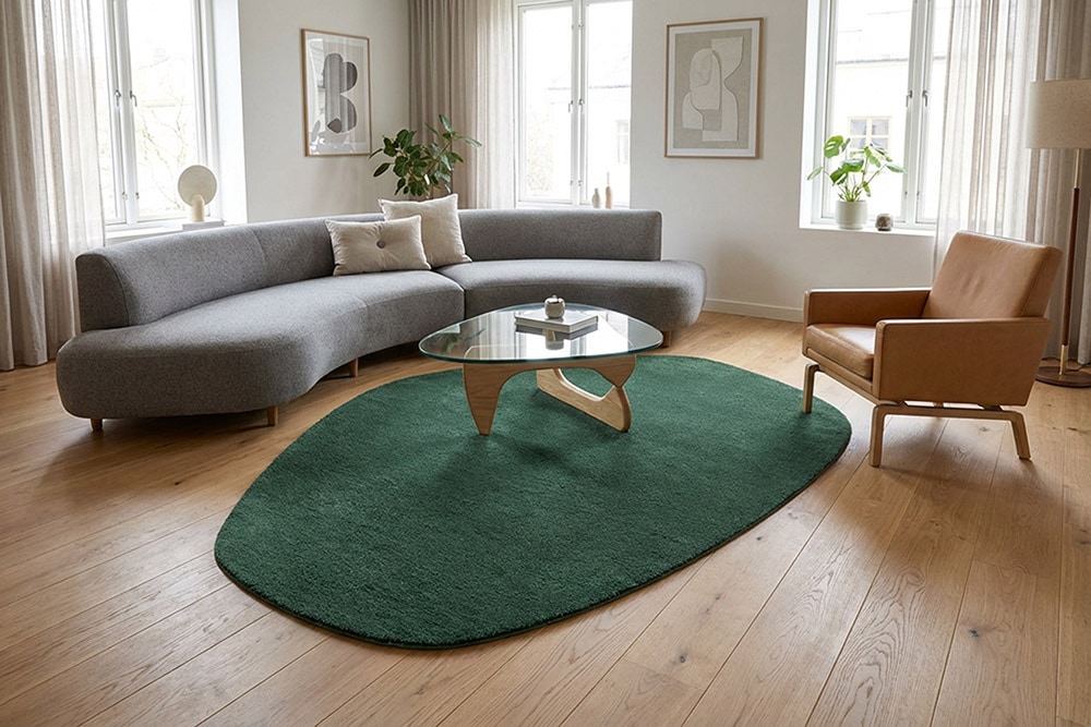 Design Teppich ORGANIC 180x120cm grün Hochflor Indoor-Teppich organische Form