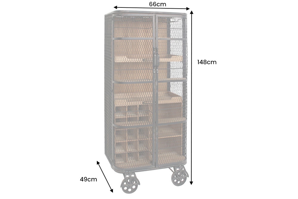 Design Barschrank LOFT 150cm natur Pinienholz Metall mit Flaschenregal