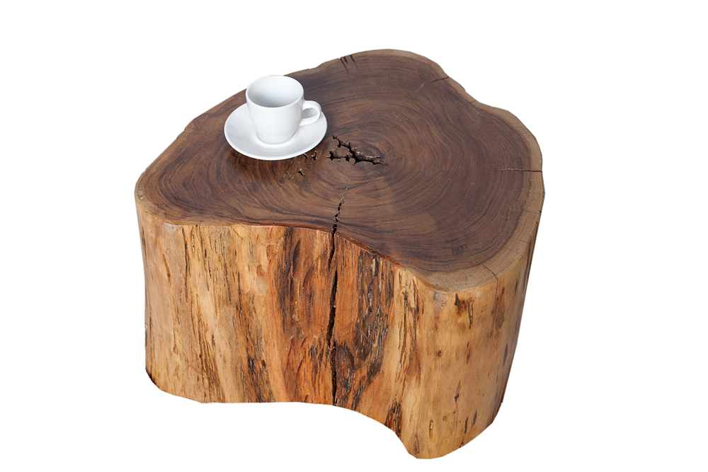 Massivholz Couchtisch GOA 50cm Akazie Baumstamm Hocker Beistelltisch handmade
