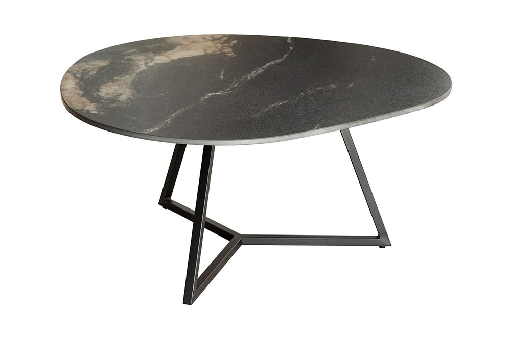 Design Couchtisch MARVELOUS 90cm schwarz gold sand Aurora Oro Keramik Metall