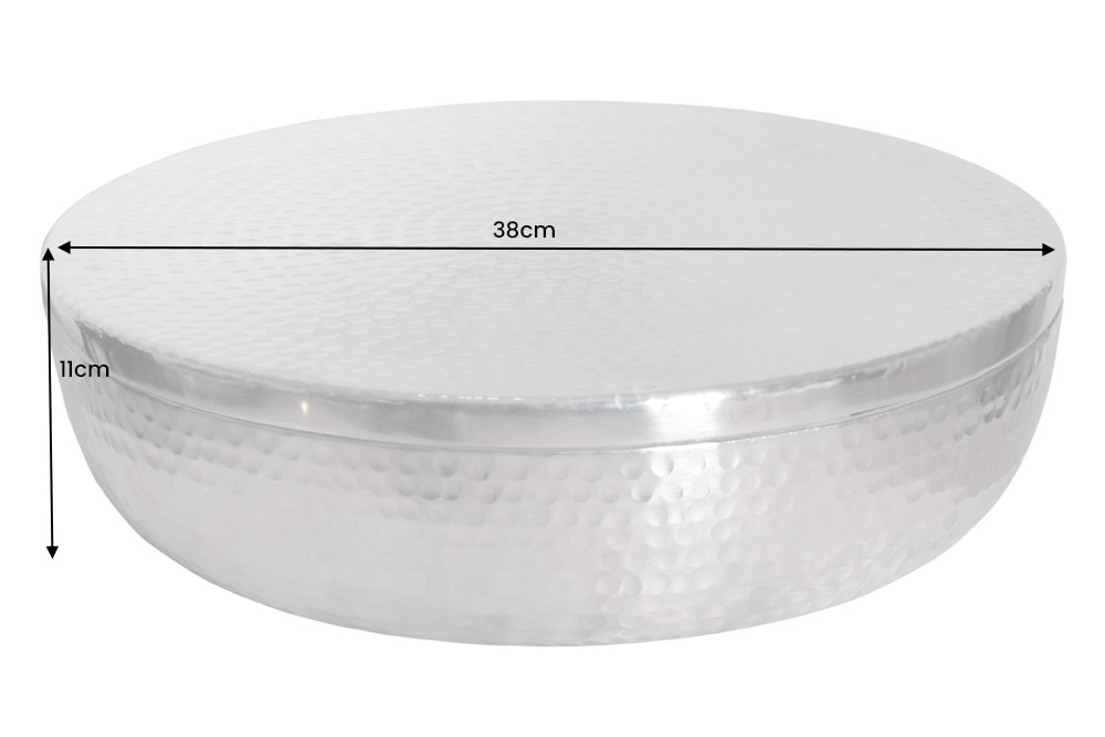 Handgefertigte Schale ORIENT 40cm silber Metall rund mit Deckel Schmuck-Dose