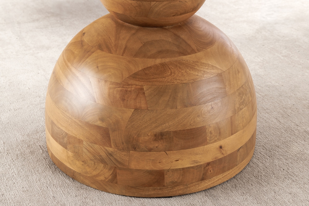 Massiver Esstisch MAESTRO 130cm creme Mangoholz rund mit Säulenfuß