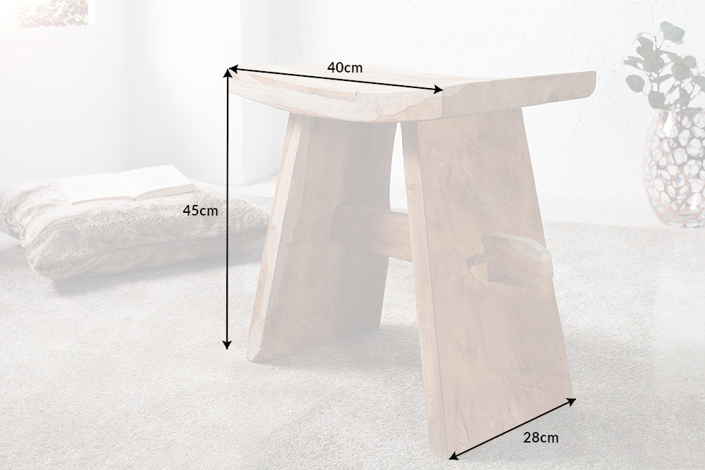 Massiver Hocker ZEN 40cm Teakholz Beistelltisch