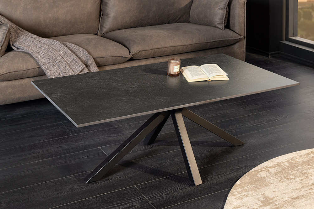 Moderner Couchtisch GALAXIE 100cm anthrazit Keramik schwarz Metall Sterngestell » Jetzt kaufen
