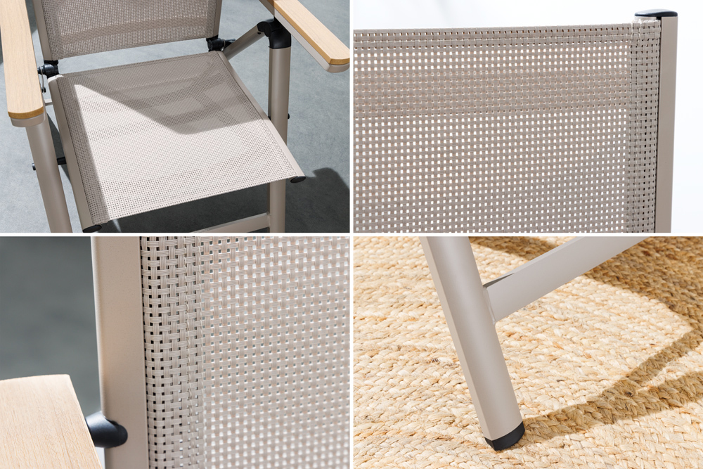 Outdoor Gartenstuhl DESIGNO taupe Aluminium klappbar wetterfest Hochlehner