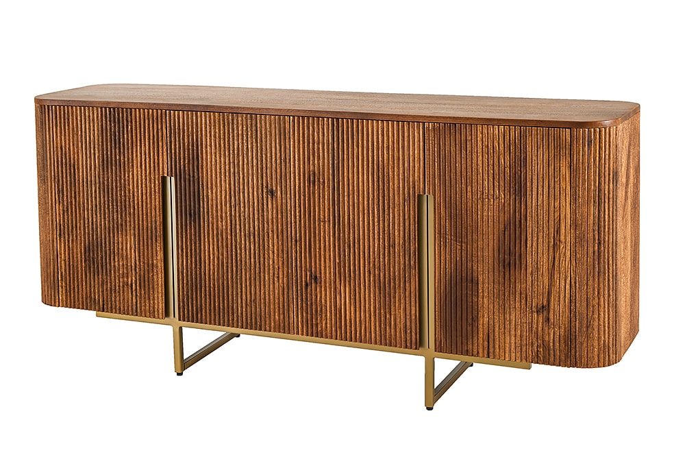 Design Sideboard GATSBY 160cm braun mattgold Mangoholz Retro