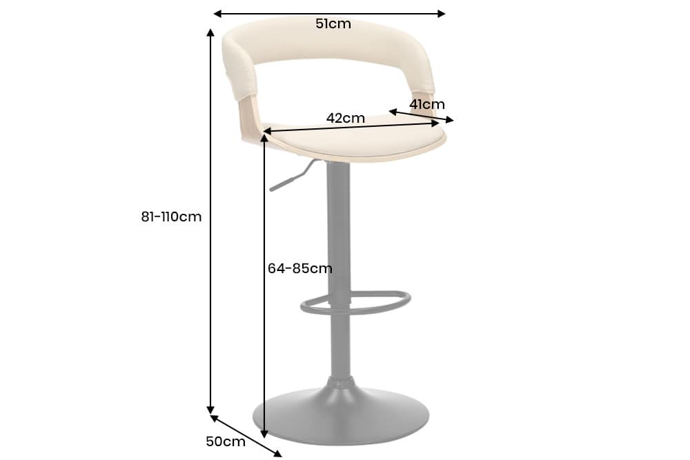 Höhenverstellbarer Barhocker MANHATTAN natur Eiche creme beige Kunstleder drehbar