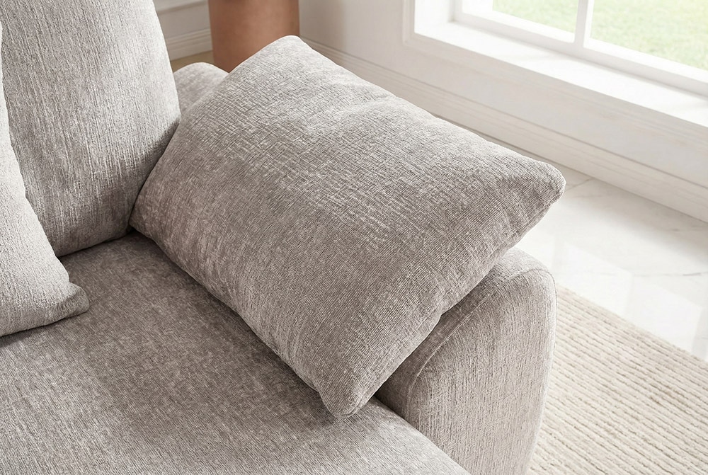 Stilvolles Big Sofa SOHO 260cm beige Chenille 4-Sitzer Couch mit Wellenunterfederung