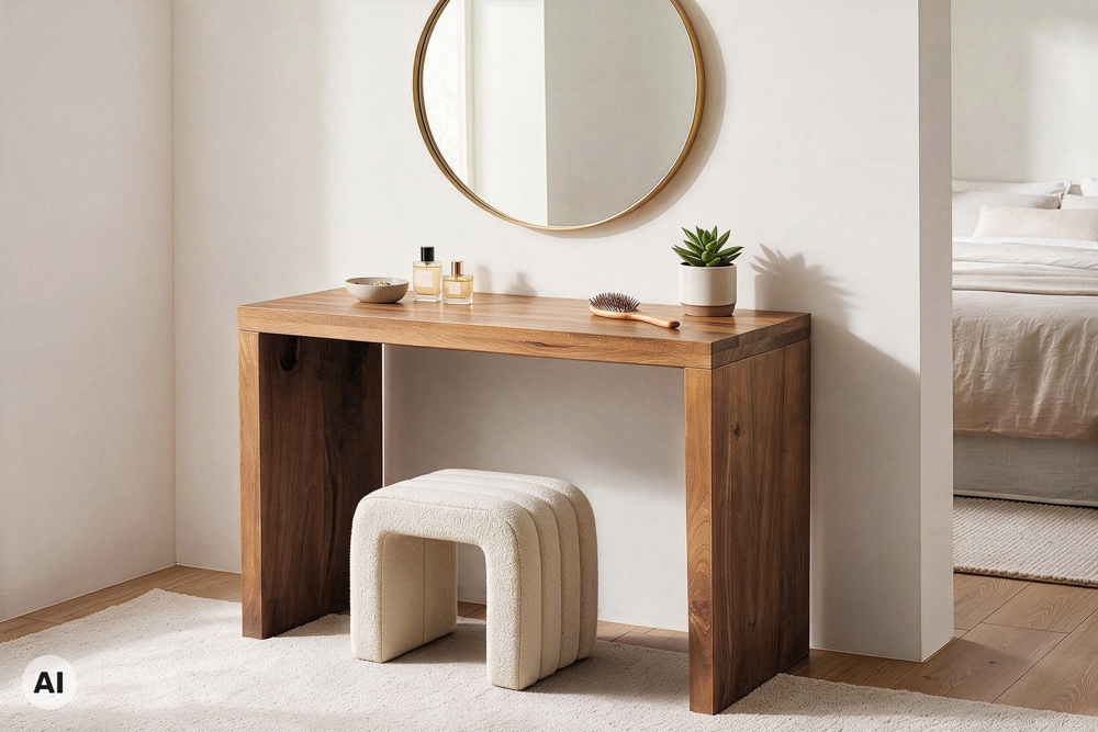 Massiver Konsolentisch MAKASSAR 100cm braun Mangoholz honey finish Schreibtisch