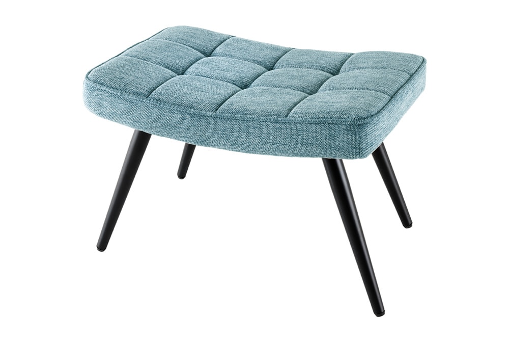 Moderner Hocker SCANDINAVIA blau Strukturstoff Metallbeine Fußhocker