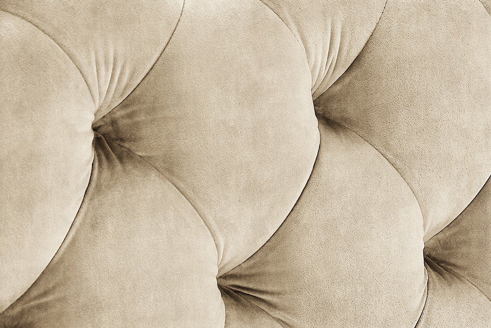 Design Bett MODERN BAROCK 180x200cm champagner Samt Chesterfield Doppelbett