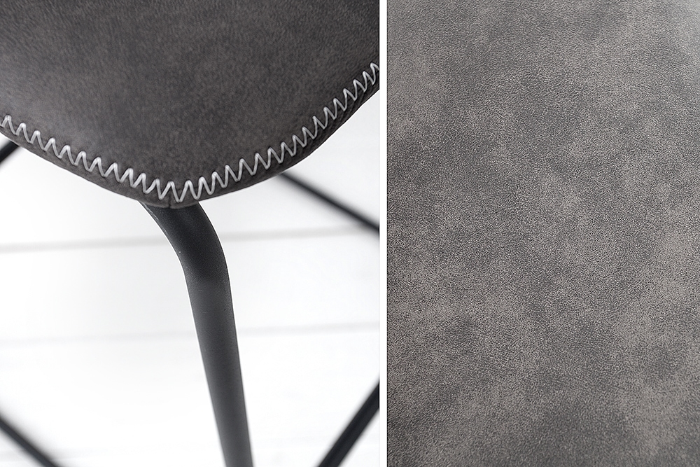 Design Barhocker DJANGO vintage grau Microfaser mit Lehne Eisengestell schwarz Design Barhocker DJANGO vintage grau Microfaser mit Lehne Eisengestell schwarz