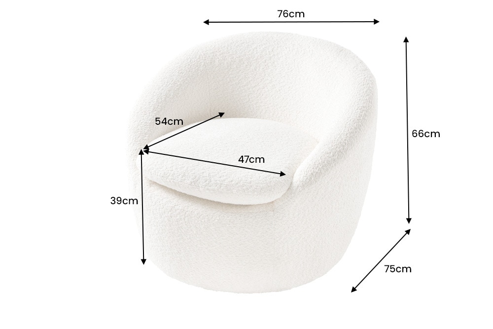 Drehbarer Design Sessel ALPINE beige Bouclé 360° mit Armlehnen