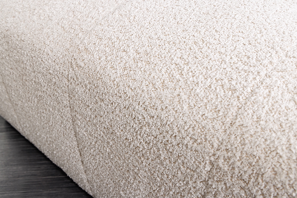 Moderner Hocker ROYAL 120cm champagner beige Bouclé Federkern Sitzhocker
