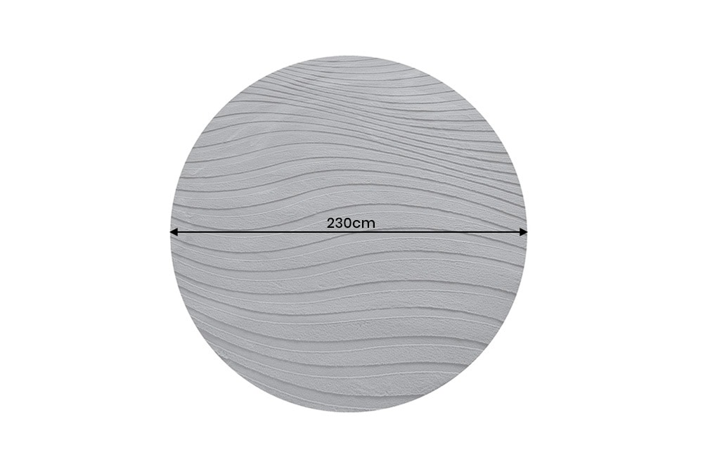 Runder Teppich WAVE 230cm anthrazit 3D strukturierter Kurzflor Indoor Hoch-Tief-Effekt
