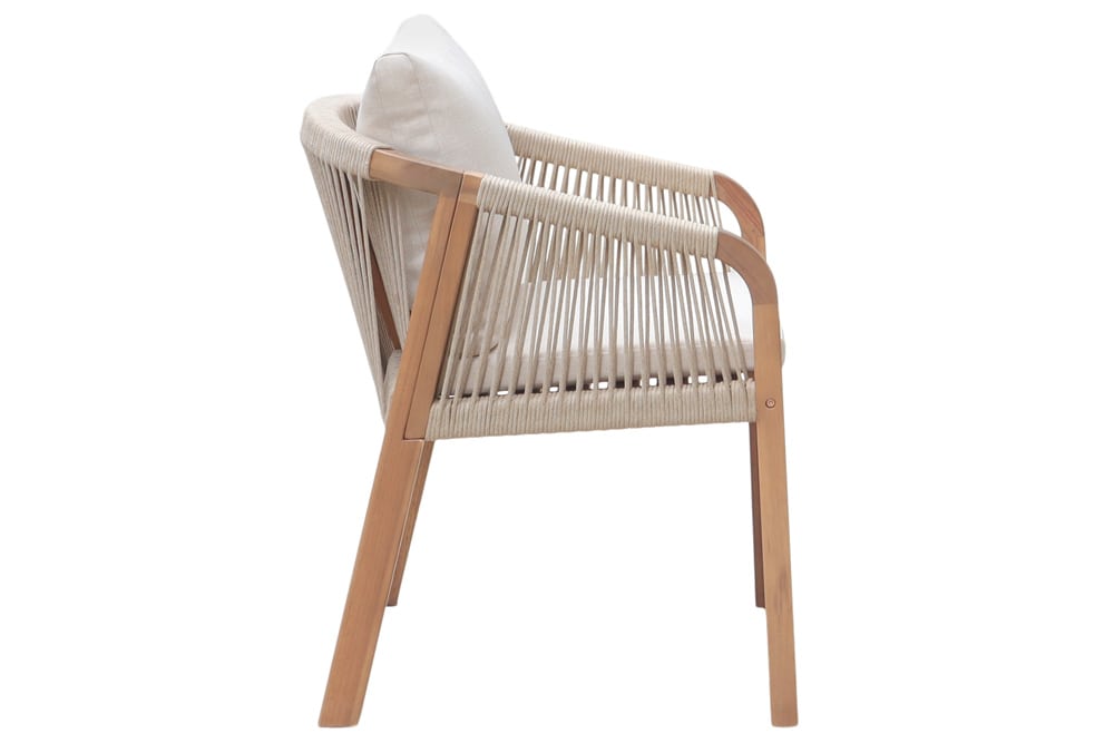 In- und Outdoor Gartenstuhl BALI ROPE natur beige Akazie wetterfest mit Armlehne Kissen