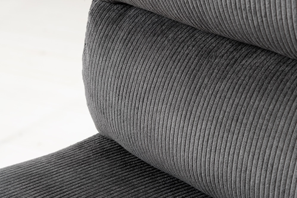 Höhenverstellbarer Barhocker COMFORT grau Cord drehbar mit Lehne Metall schwarz