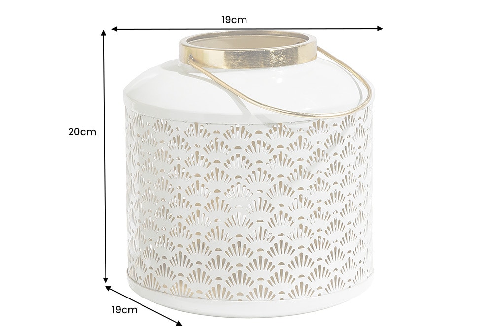 Deko Windlicht CANDLELIGHT 20cm beige-grün Metall handmade Laterne