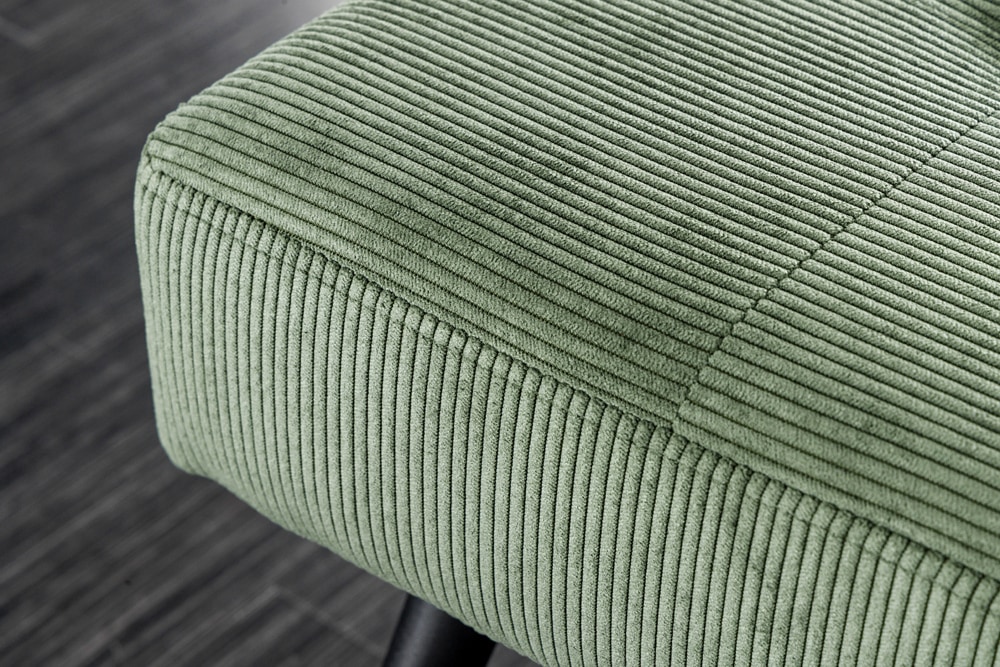 Design Sitzbank BOUTIQUE 100cm grün Cord schwarze Metallbeine