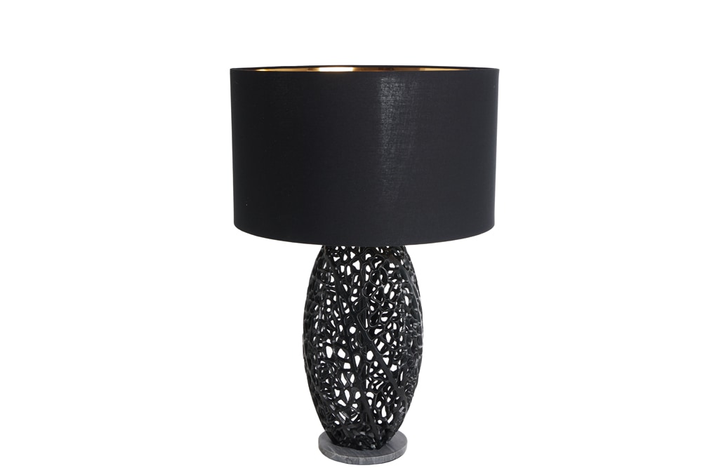 Design Tischlampe ABSTRACT LEAF schwarz Metall Marmorfuß handmade