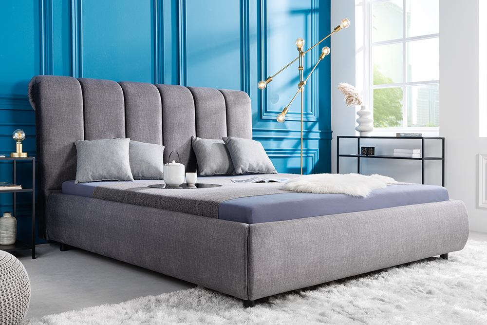 Design Bett MILANO 180x200cm grau Vogue Seiden Samtstoff Design Bett MILANO 180x200cm grau Vogue Seiden Samtstoff