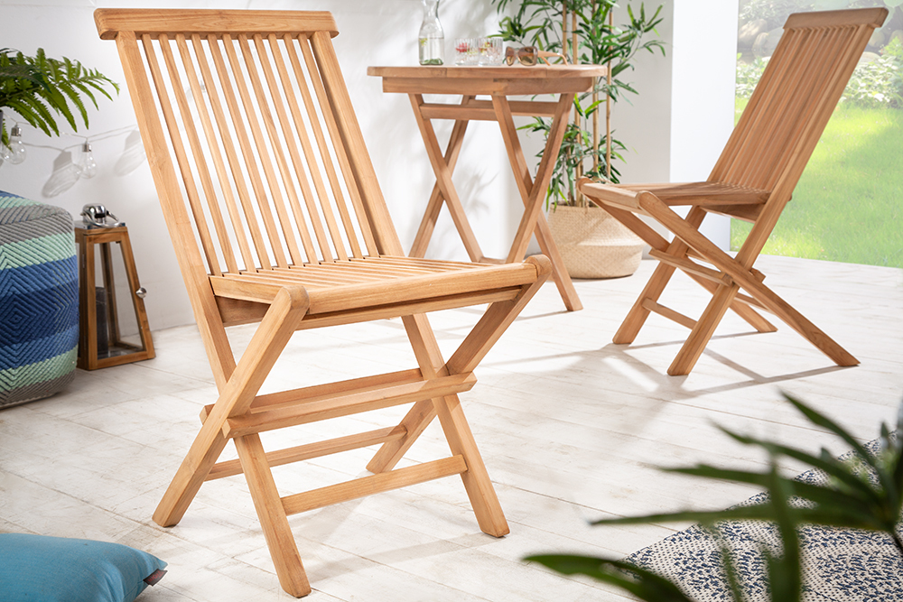 Massiver Gartenstuhl EMPIRE TEAK Teakholz klappbar Hochlehner wetterfest