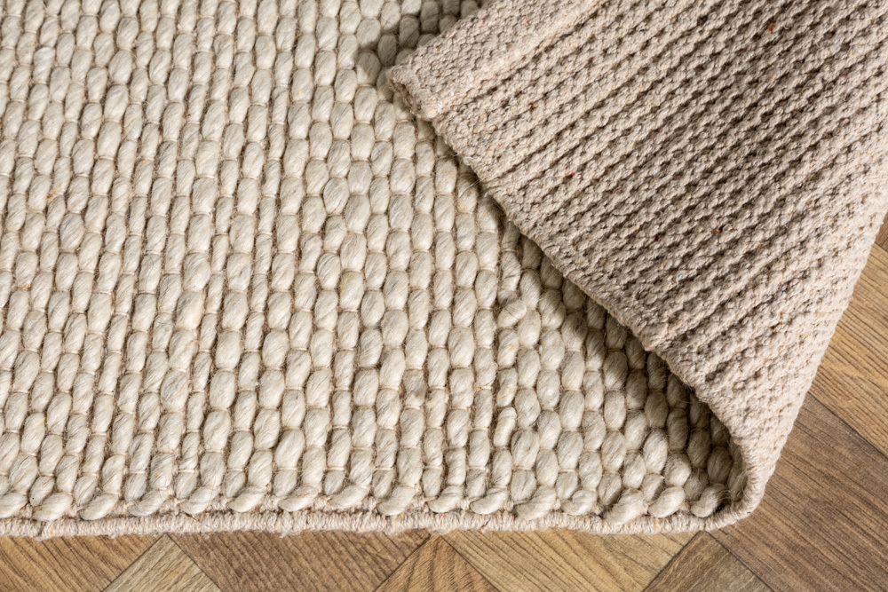 Design Teppich WOOL 240x160cm hellbeige aus Wolle