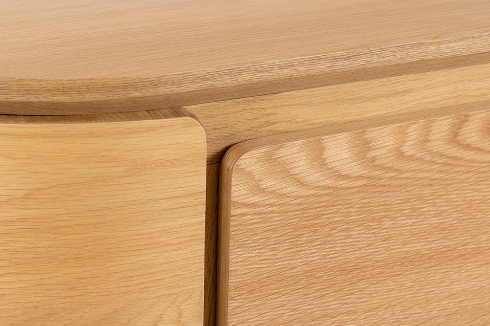 Modernes Sideboard OAK GRAIN 160cm natur Eichenholz vier Fächer mit drei Schubladen