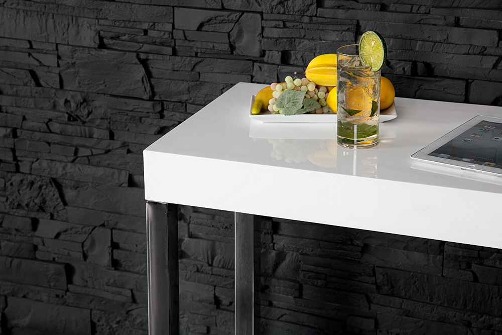 Design Konsole WHITE DESK 120cm weiß Hochglanz Bürotisch