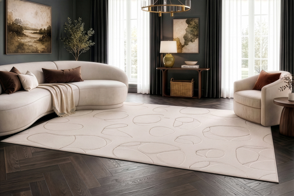 3D Hochflor Teppich LUNA 230x160cm beige Hoch-Tief-Effekt Indoor-Teppich
