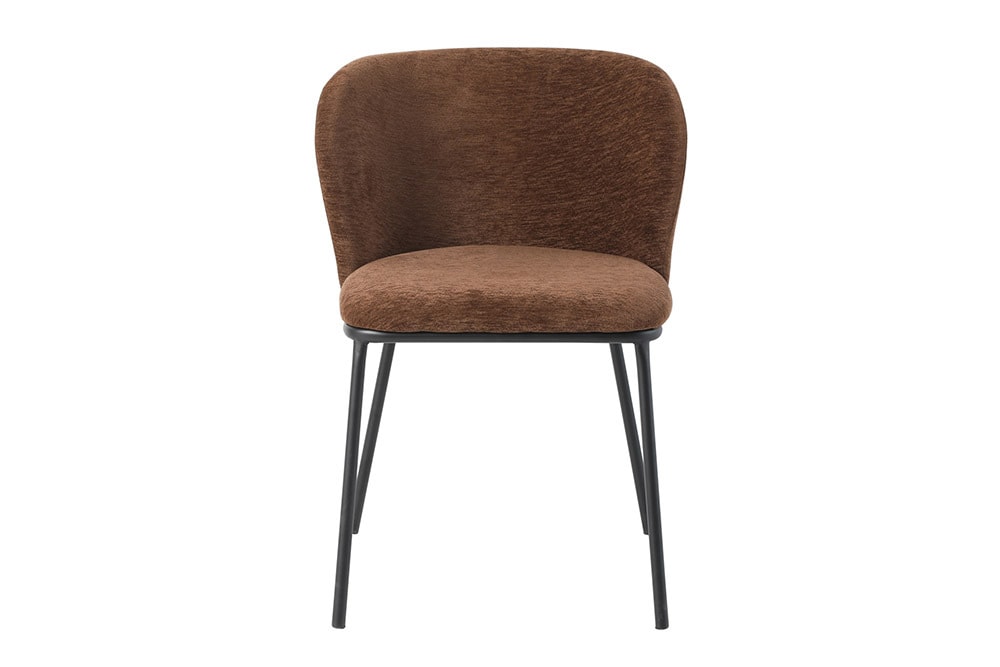 Design Stuhl LYON braun Chenille schwarze Metallbeine