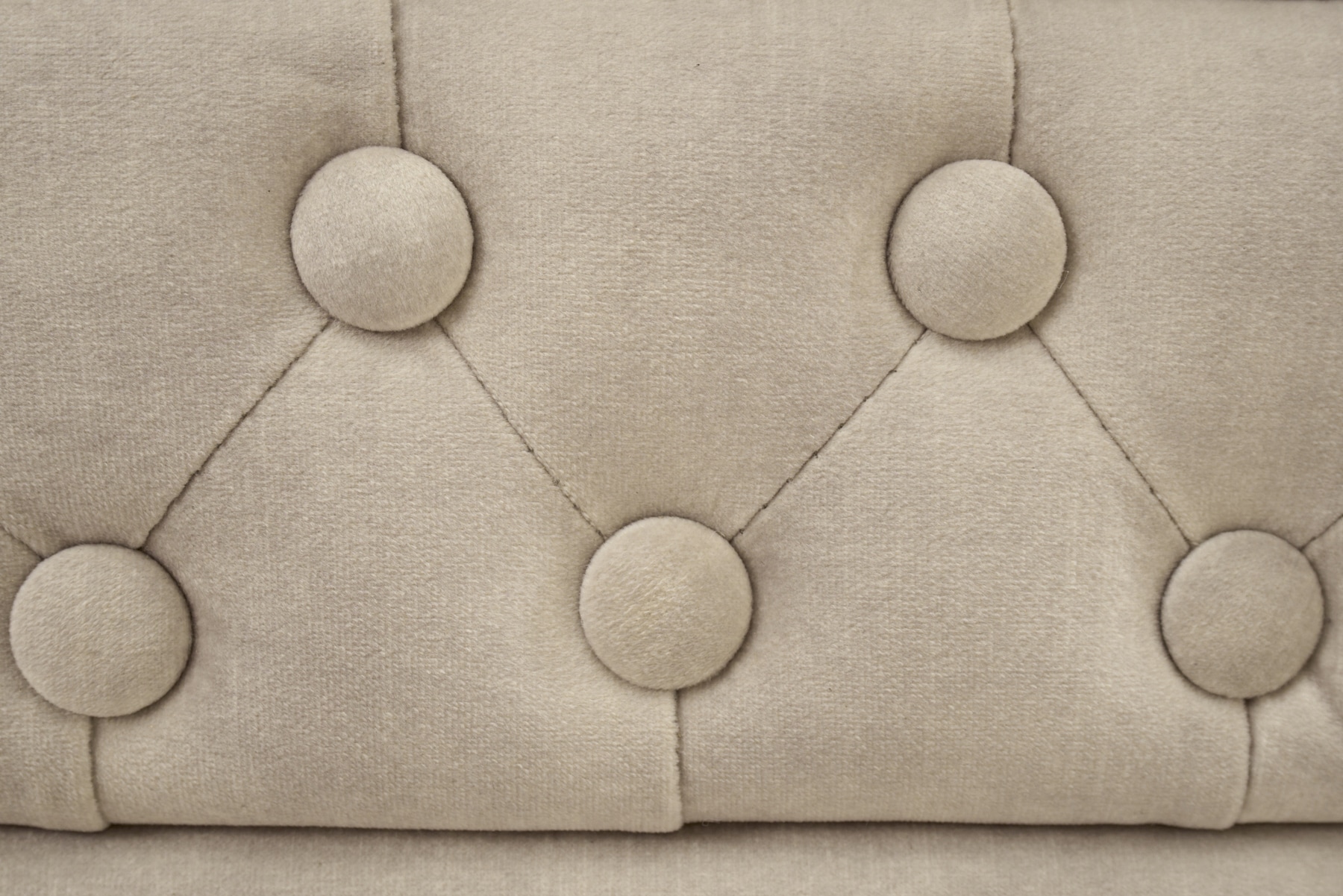 Chesterfield 3-Sitzer Sofa 200cm champagner beige Samt Federkern Knopfheftung