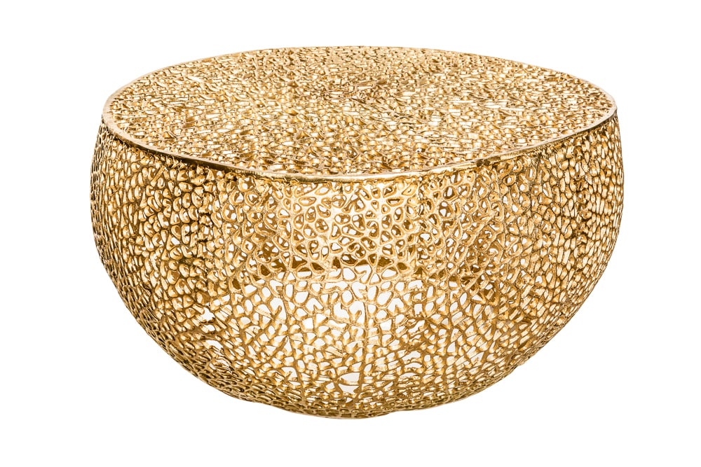 Filigraner Couchtisch LEAF 80cm gold Metall handmade Blatt-Design