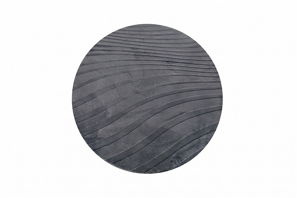 Runder Teppich WAVE 150cm anthrazit 3D strukturierter Kurzflor Indoor Hoch-Tief-Effekt