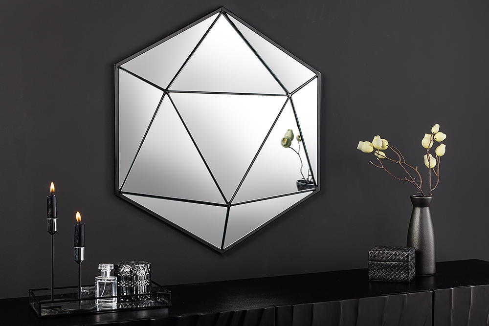 Design Spiegel DIAMOND 65cm schwarz Metall handmade Design Spiegel DIAMOND 65cm schwarz Metall handmade