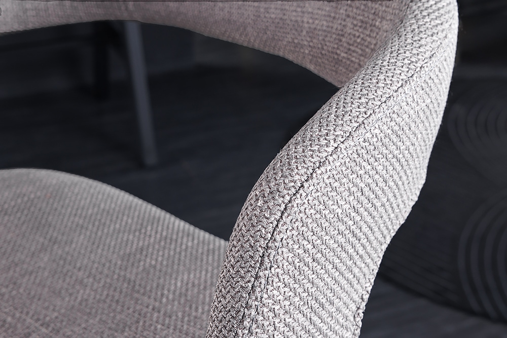 Retro Barhocker MANHATTAN grau Strukturstoff Eschenholz drehbar höhenverstellbar