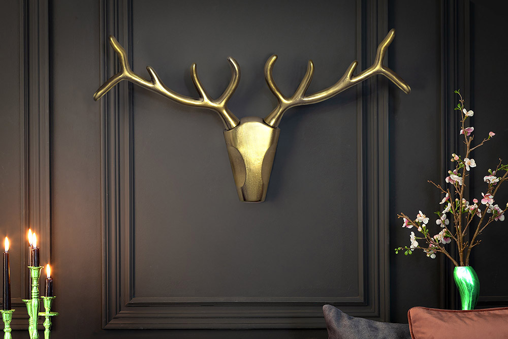 Moderne Wanddekoration VEADO 100cm gold Hirschgeweih