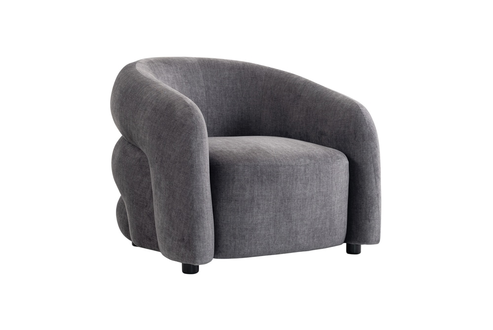 Design Sessel VOGUE 95cm graphite grau Samt mit Federkern und Nosagfederung