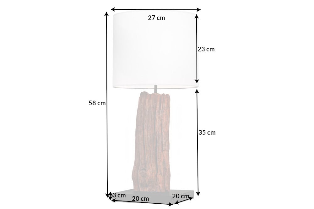 Design Tischlampe ROUSILIQUE 60cm natur weiß rund Treibholz handgearbeitet