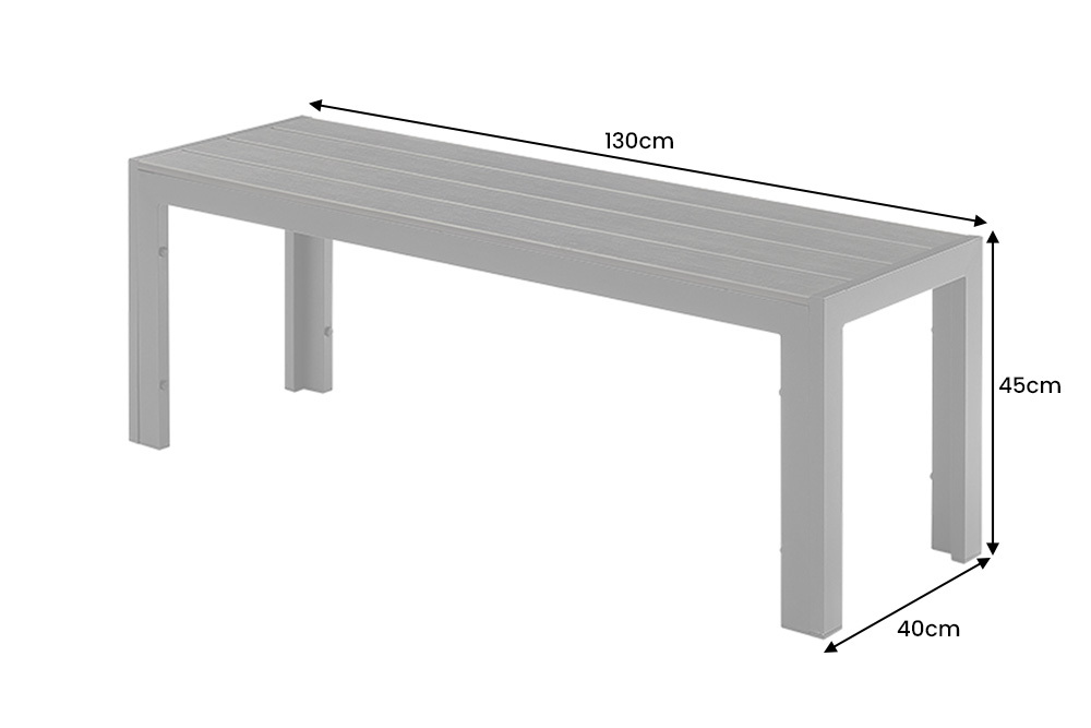 Moderne Gartenbank DESIGNO 130cm anthrazit schwarz Aluminium wetterfest Outdoor Sitzbank