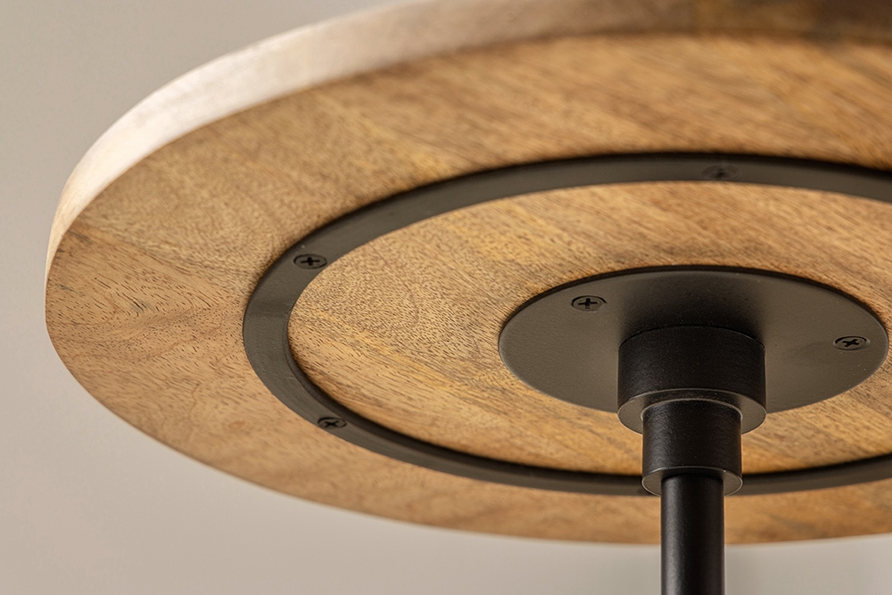 Runder Beistelltisch TRAYFUL 55cm natur Mangoholz Massivholz Marmorfuß Metall schwarz