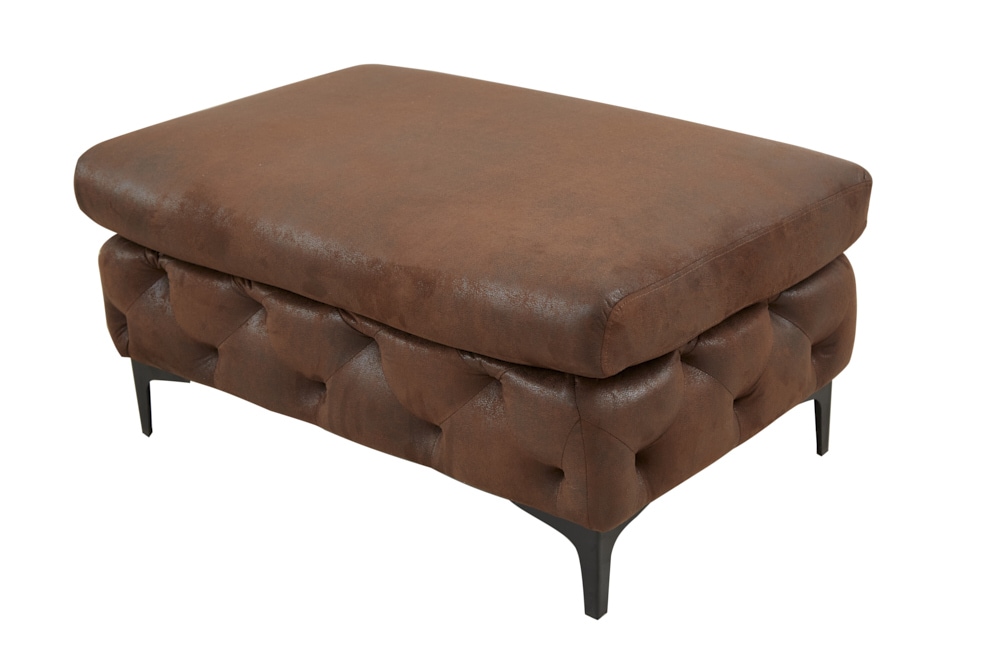 Chesterfield Sitzhocker MODERN BAROCK 90cm antik braun Fußhocker