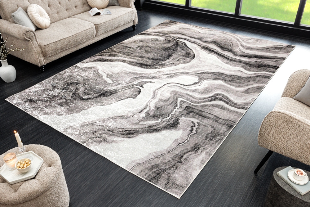 Design XXL Teppich ART RUGS 350x240cm grau weiß Flachgewebe Indoor