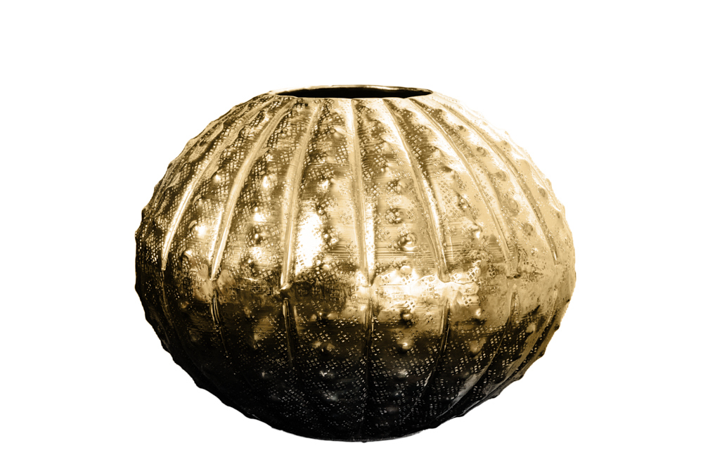 Design Deko Vase ABSTRACT 30cm gold Handarbeit Hammerschlag