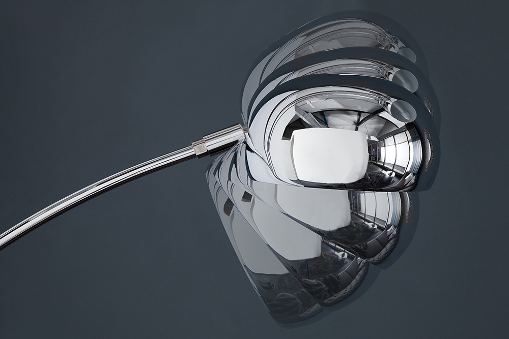 Design Bogenlampe FIVE LIGHTS 205cm chrom Stehlampe mit schwarzem Marmorfuß