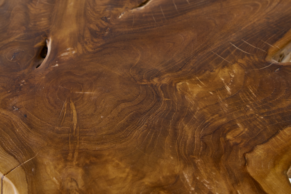 Massiver Beistelltisch ROOT 60cm Teakholz mit Jahresringen