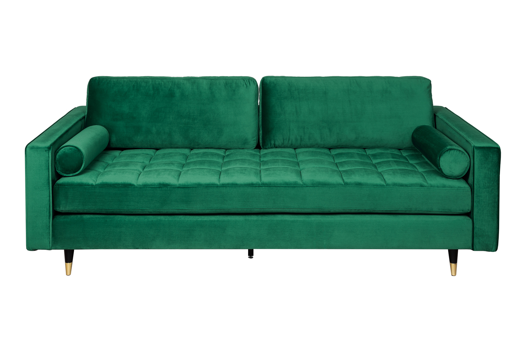 Design 3-Sitzer Sofa COZY VELVET 220cm smaragdgrün Samt Federkern Lounge