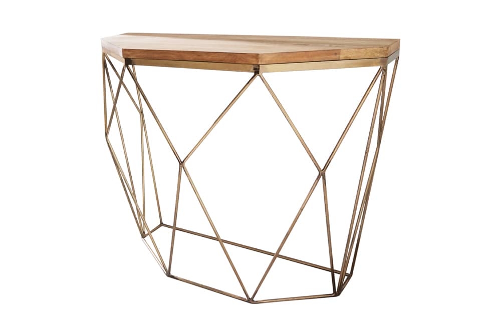 Filigrane Konsole DIAMOND 90cm Mango messing Massivholz Metall