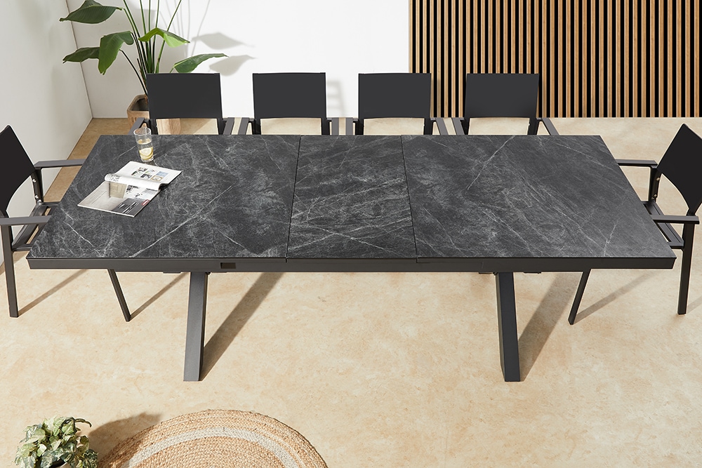 Ausziehbarer Outdoor Esstisch EMPIRE 200-250cm anthrazit Keramik Gartentisch