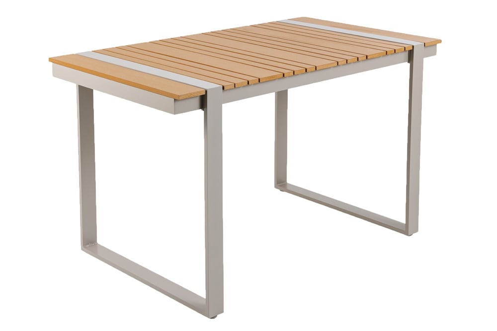 Wetterfester Gartentisch TAMPA LOUNGE 125cm greige natur Aluminium Metall Holz-Design Outdoor